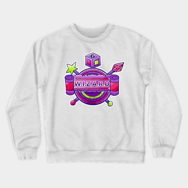 Wizard Wands, Amulet and d6 Coat of Arms Crewneck Sweatshirt by JonGrin